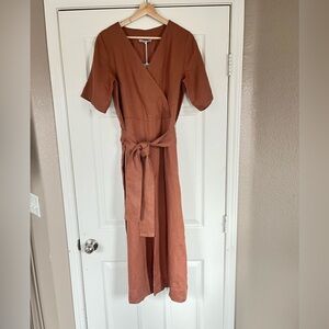 Everlane linen cocoa brown jumpsuit Size 2